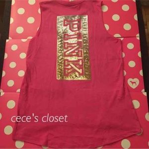 VS Pink *XS* bling logo high low tank
